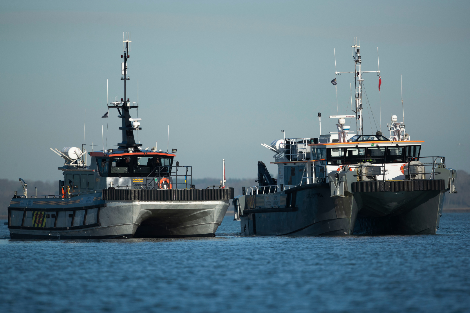 Commercial Rib Charter crew transfer vessels operating together during offshore marine and wind farm support operations.