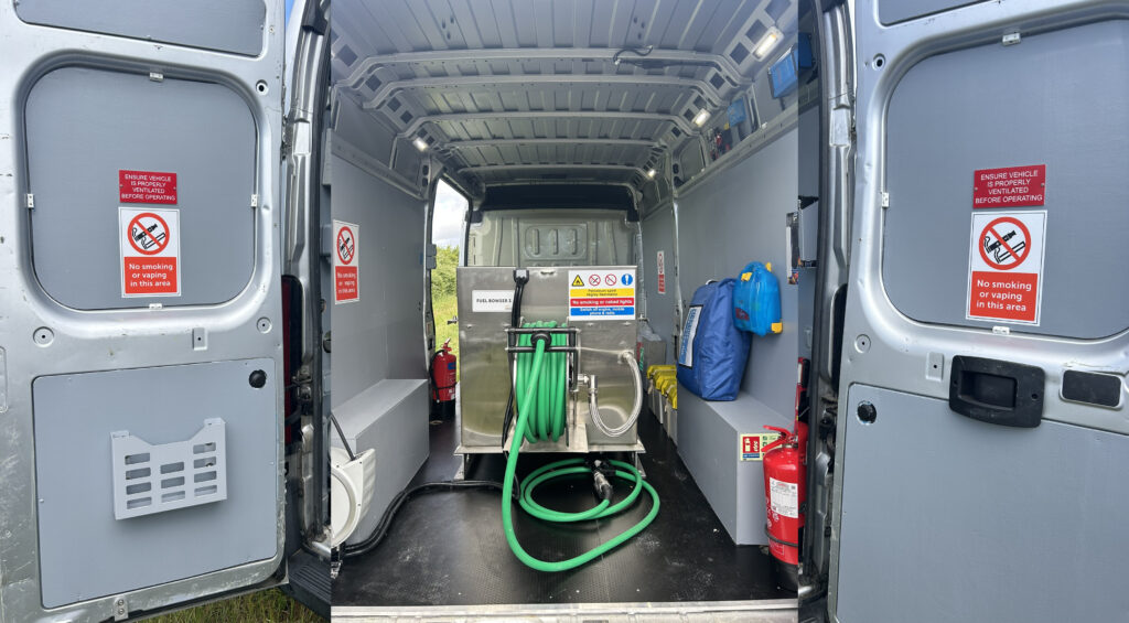 Bowser in van - Commercial Rib Charter